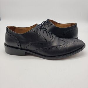 Barneys New York Shoes Men US 10 Black Wingtip Brogue Oxford Made Italy Lace Up